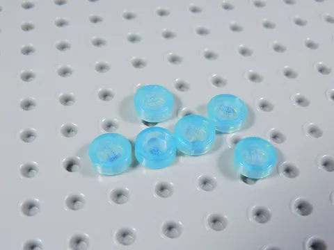 LEGO Lot of 6 Trans Light Blue Opal 1x1 Round Smooth Tiles Plates BA