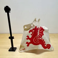 LEGO White & Red Fabric Flag Banner w/ Red Dragon Print - 1 Piece