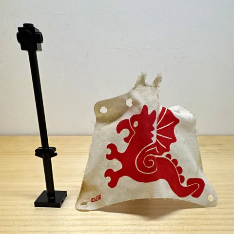 LEGO White & Red Fabric Flag Banner w/ Red Dragon Print - 1 Piece