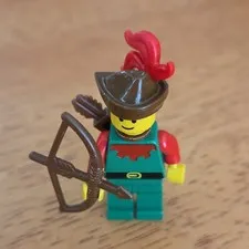 Forestman minifigure Red, Brown Hat, Red Feather LEGO Castle Forestmen 6042 6066