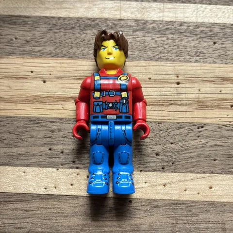 Vintage LEGO Minifigure Jack Stone Red Shirt w/ Blue Overalls - JS 015