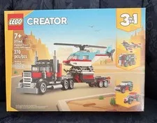 LEGO Creator #31146 ~ 3 in 1 ~ Flatbed Truck W/ Helicopter ~ 270 Pcs ~ Ages 7+