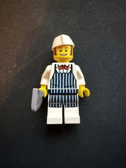 LEGO Butcher Minifigure Series 6 (col094) W/ Hat, Cleaver, & Stand