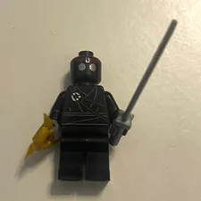 LEGO Black Ninja Minifigure w/ Sword & Gold Hand Accessory, Plastic