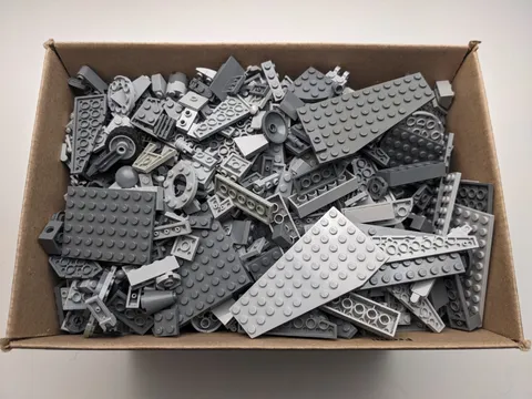 10 lbs Gray LEGO Bulk Lot – Genuine Cleaned Sanitized Bricks Plates Mixed Parts