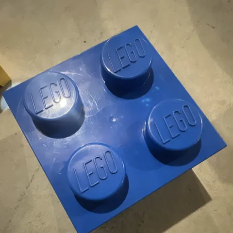 LEGO Blue 4-Stud Stackable Storage Brick Plastic Container w/ Lid, 1 Compartment