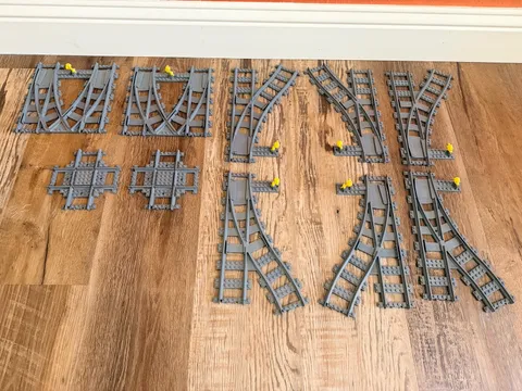 Large Lot LEGO RC Train Tracks 187pc Rare Double Crossover Tracks See All Pics!!