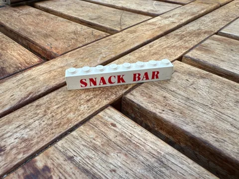LEGO VINTAGE brick 1x8 with snack bar pattern ref 3008pb013 / Set 675