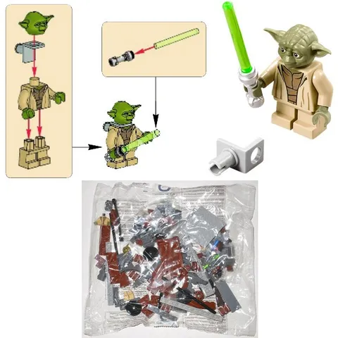 LEGO Yoda minifigure + lightsaber NEW UNBUILT jedi 75017 75142 75233 75255 75168