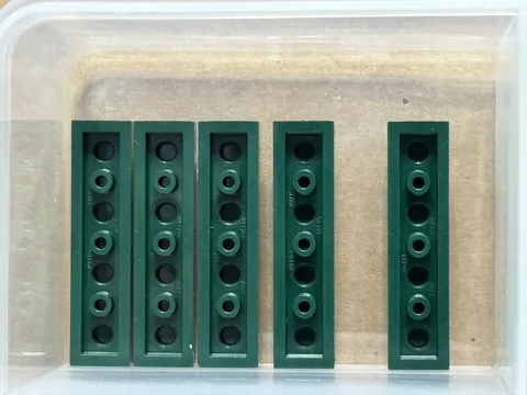 LEGO Parts - Dark Green Plate 1 x 4 - No 3710 - QTY 5