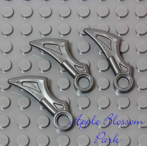 NEW Lego Lot/3 Ninja Silver SCYTHE BLADES Ninjago Minifig Scythe Head Weapons