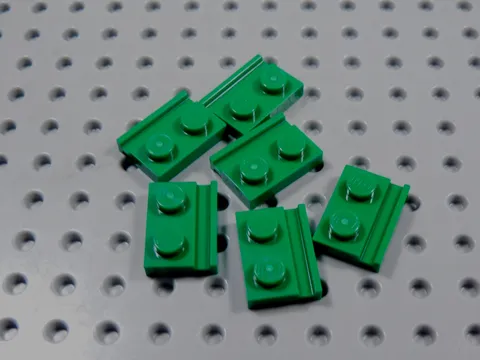 LEGO Lot of 6 Green 1x2 Modified Plates w/ Door Rail BM
