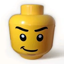 2012 LEGO Minifigure Head Large 12” Storage Case Yellow Container Stackable