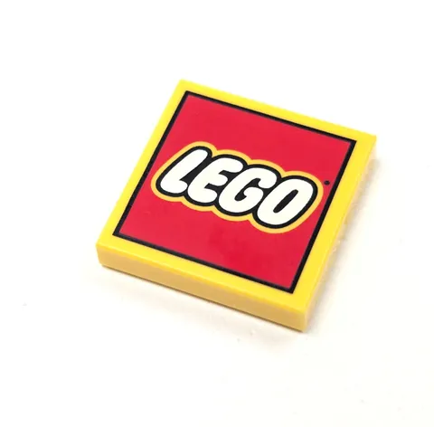 NEW Lego 2x2 Printed Logo Tile - Yellow Red - Large Pattern - Authentic
