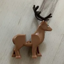LEGO Reindeer Animal Figure Brown w/ Black Antlers Plastic, 1 Piece