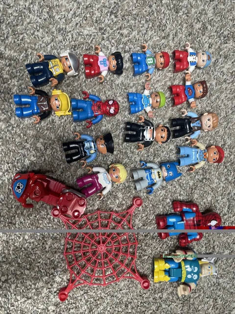 Lego Duplo People Figure Lot Spider-Man Thor Kids Police Lot Of 18 Pieces