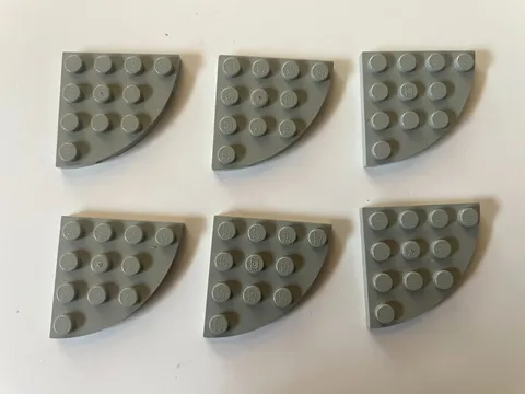 LEGO LIGHT GRAY PLATE 4x4 ROUND CORNER (6 pieces) #30565 Parts Building Blocks