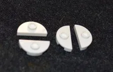 (4) 1x2 White Half Round Smooth Tile w/ Peg (Jumper) Bricks ~ New Lego