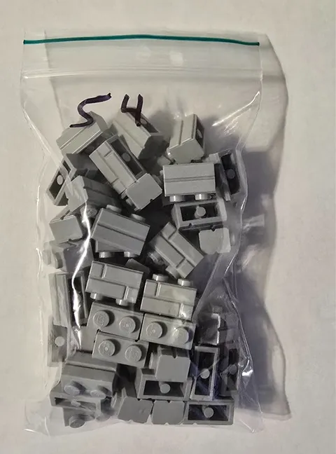 LEGO Lot of 54 1x2 Masonry Profile Brick, Light Bluish Gray, Part No. 98283