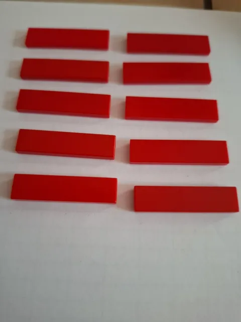 No 352 10x Lego Tile 1x4 2431 Red