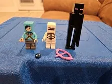 LEGO Minecraft Lot - Enderman, Diamond Steve, Skeleton & Pink Enchanted Bow