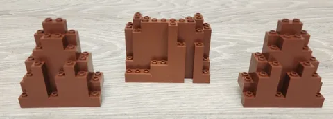 Lego 6082 & 6283 Reddish Brown Rock Panel 4 x 10 x 6 & 3 x 8 x 7 Lot Of 3 Parts