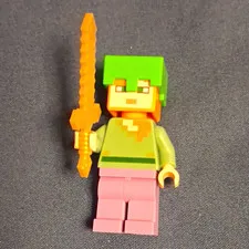LEGO Minecraft Alex Minifigure with Sword Accessory, Gaming Character