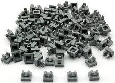 Lego 100 New Light Bluish Gray Tiles Modified 1 x 1 with Open O Clip Parts