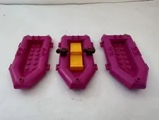 (3) LEGO Rubber Raft Life Boat Row Boat Lot -Magenta/Pink-#30086 Friends