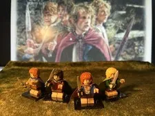 4x MINI Lord Of The Rings HOBBITs Frodo Sam Merry Peregrin on Genuine LEGO Base