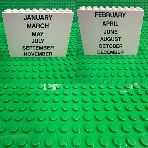 LEGO Calendar Months of the Year (Double Sided Blocks) 6 Block with 12 Months