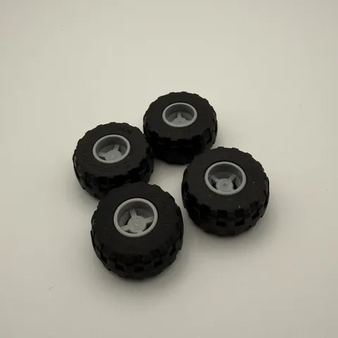 LEGO Black Wheels 11mm x 12mm & 24 x 12 R Balloon Tires Gray Rims X4 56890/6014b