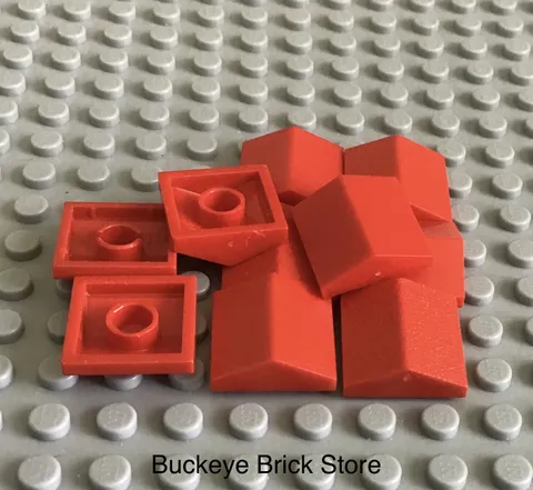 LEGO Red Slope 33 2 x 2 Double Roof Slope Lot of 10