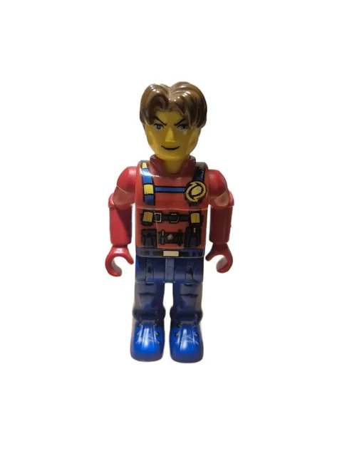 Vintage LEGO Minifigure Jack Stone Red Shirt w/ Blue Overalls - JS 015