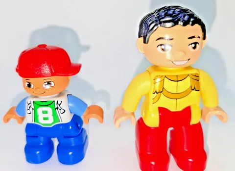 Lot of 2 Lego Duplo Figures Prince Charming Red + Yellow & Boy #8 with Red Hat