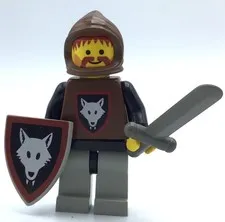 LEGO VINTAGE WOLF PACK KNIGHT CASTLE FIGURE WITH SHIELD & SWORD