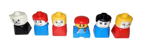 Vintage Lego Duplo People Figures Minifigures Moveable Heads Lot Of 6
