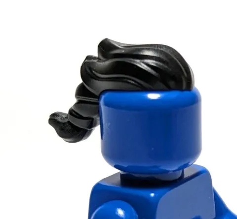 Lego - Minifigure Hair - Black, Shaved Sides, Pulled Back, Ponytail, Braided