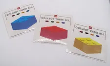LOT OF 3 LEGO COLLECT THEM ALL STICKERS (1 RED, 1 YELLOW, 1 BLUE)