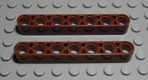 Lego Technic Perforated Beam 1x7 New Brown 2 Pieces
