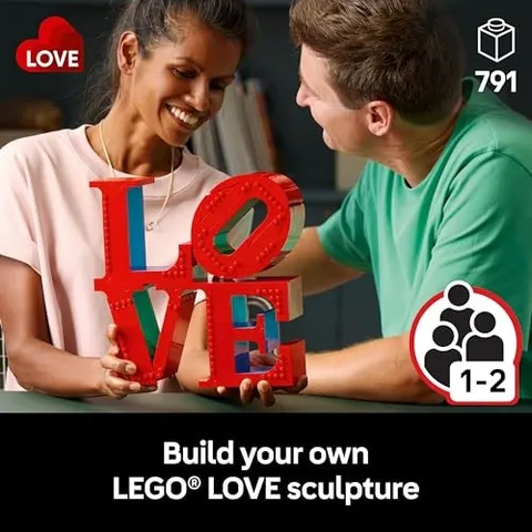 LEGO ART LOVE COLLECTIBLE BUILDING SET - DIY KIT FOR ADULTS, AGES 18+ - -  RED