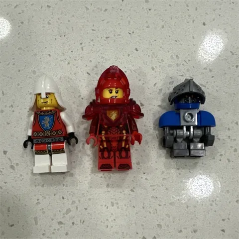LEGO Lot of 3 Minifigures Assorted Knights/Armored Figures White Red Blue