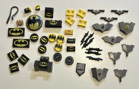 LEGO Batman Minifigure Accessory Lot - DC Super Heroes Printed Tiles / Weapons