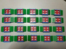 20 x Vintage Lego Window Frame Pane And Shutter Red Blue Green 3853 3856 3854