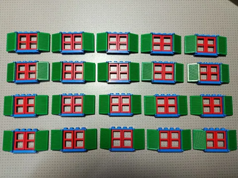 20 x Vintage Lego Window Frame Pane And Shutter Red Blue Green 3853 3856 3854