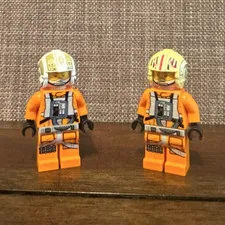 LEGO Star Wars Rebel Pilot Minifigure Lot of 2 Orange Flight Suit