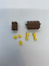 Lego New Brown Minifig Container Treasure Chest And Barrell With Gold Pieces
