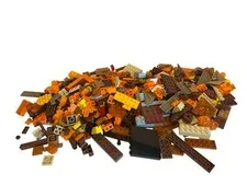 Mixed Lego Pieces In Brown Orange Yellow & Light Gray Tones Bulk Lot Building