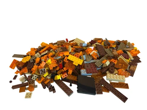 Mixed Lego Pieces In Brown Orange Yellow & Light Gray Tones Bulk Lot Building