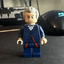 LEGO Doctor Who Minifigure Blue Suit Gray Hair with Red Strap